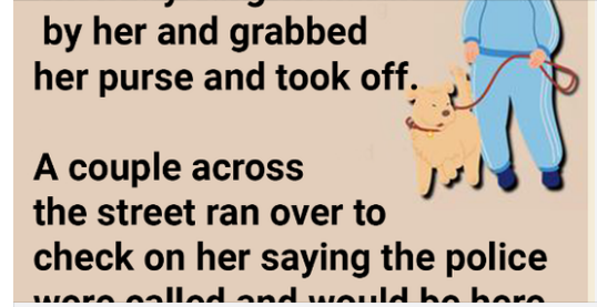 An Old Woman Was Walking Her Dog