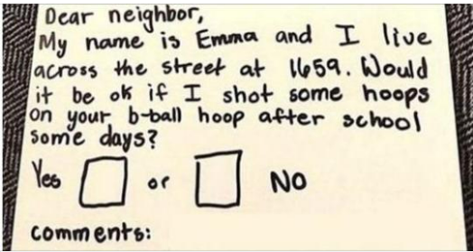 Neighbor Heartwarming Response To Little Girl’s Note Asking If She Can Use Their Basketball Hoop