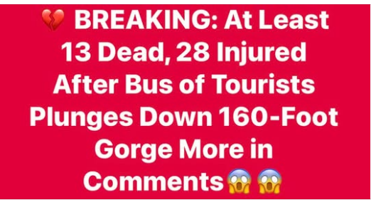 BREAKING:Bus of Tourists Plunges Down 160-Foot Gorge