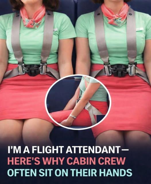Why Flight Attendants Sit on Their Hands During Takeoff and Landing and What That Quiet Gesture Reveals About Safety in the Sky