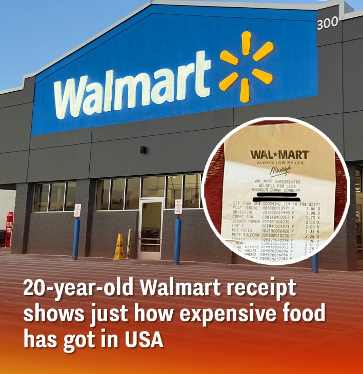 20-year-old Walmart receipt shows just how expensive food has got in USA