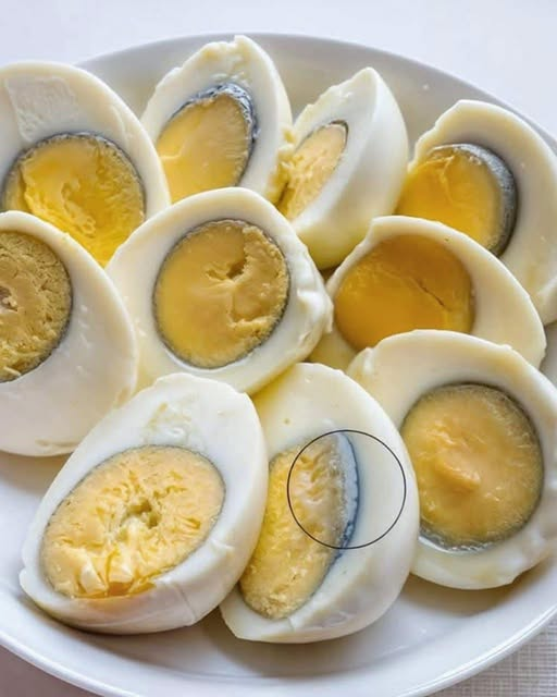 Why does a green ring appear around hard-boiled eggs?