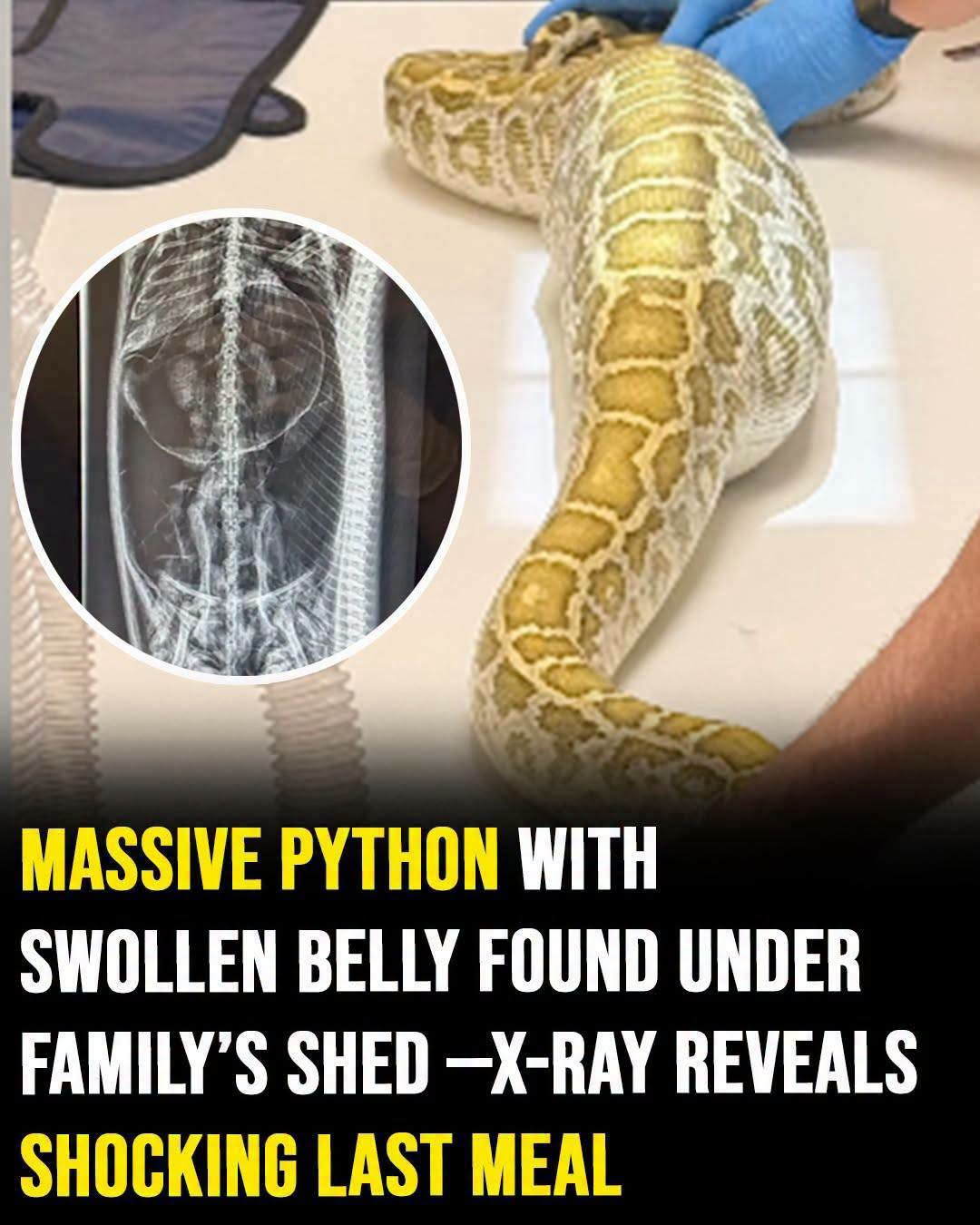 Massive python with swollen belly found under family’s shed — X-ray reveals its last meal