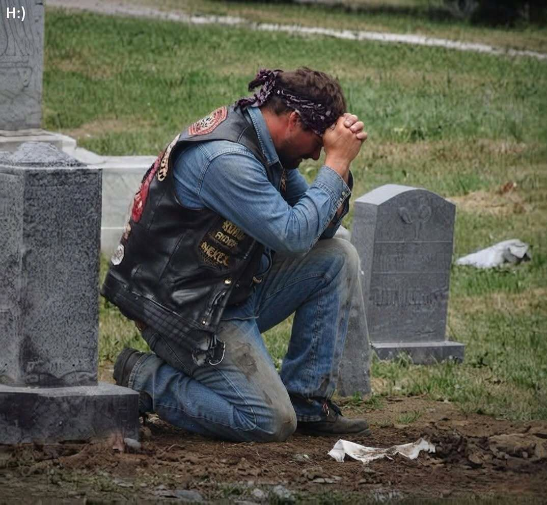 A mysterious biker visited my late wife’s grave every Saturday at exactly 2 PM, sitting silently by her headstone for an hour before disappearing again. For months I watched, confused and angry, until the truth behind his quiet devotion shattered everything I thought I knew about her life.