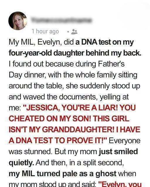My MIL Screamed My Daughter Isn’t My Husband’s at Father’s Day Dinner and Waved a DNA Test – My Mom’s Response Made Her Go Pale