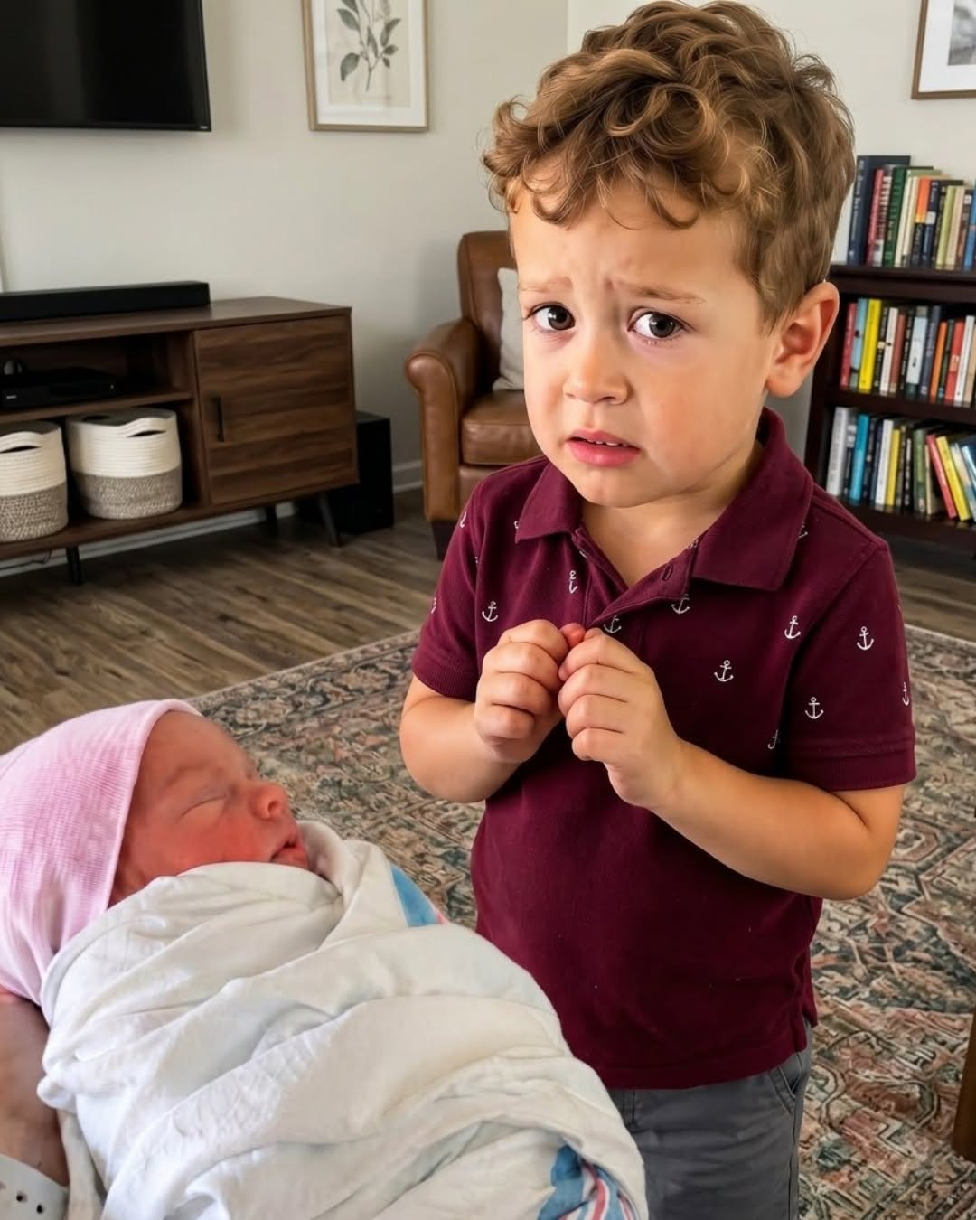 MY 5-YEAR-OLD SON LOOKED AT OUR NEWBORN AND WHISPERED, “MOMMY… THAT’S NOT MY SISTER.” I THOUGHT HE WAS JEALOUS—UNTIL HE TOLD ME WHAT HE SAW AT THE HOSPITAL