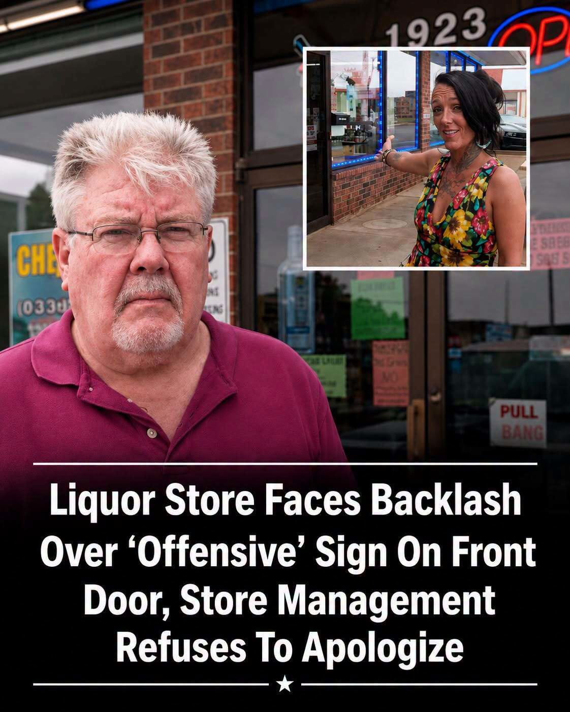 Oklahoma Liquor Store Draws Attention After Controversial Front Door Sign Sparks Debate