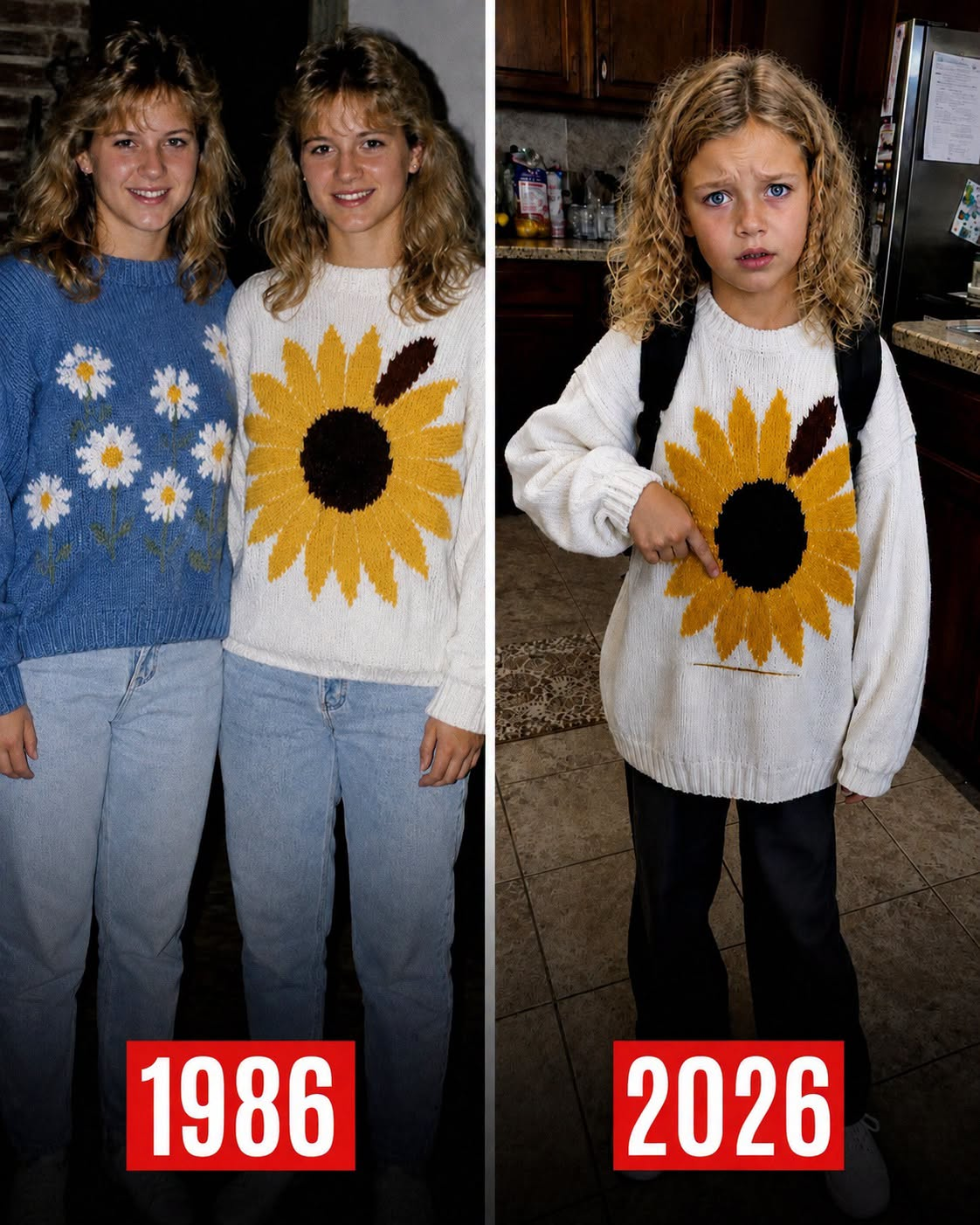 My Twin Sister Vanished in Her Sunflower Sweater on Our 16th Birthday in 1986 — 40 Years Later, My Granddaughter Came Home Wearing It… and Said, “The School Cleaning Lady Gave It to Me”