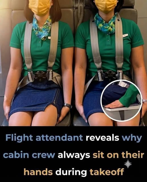 Surprising reason flight attendants sit on their hands