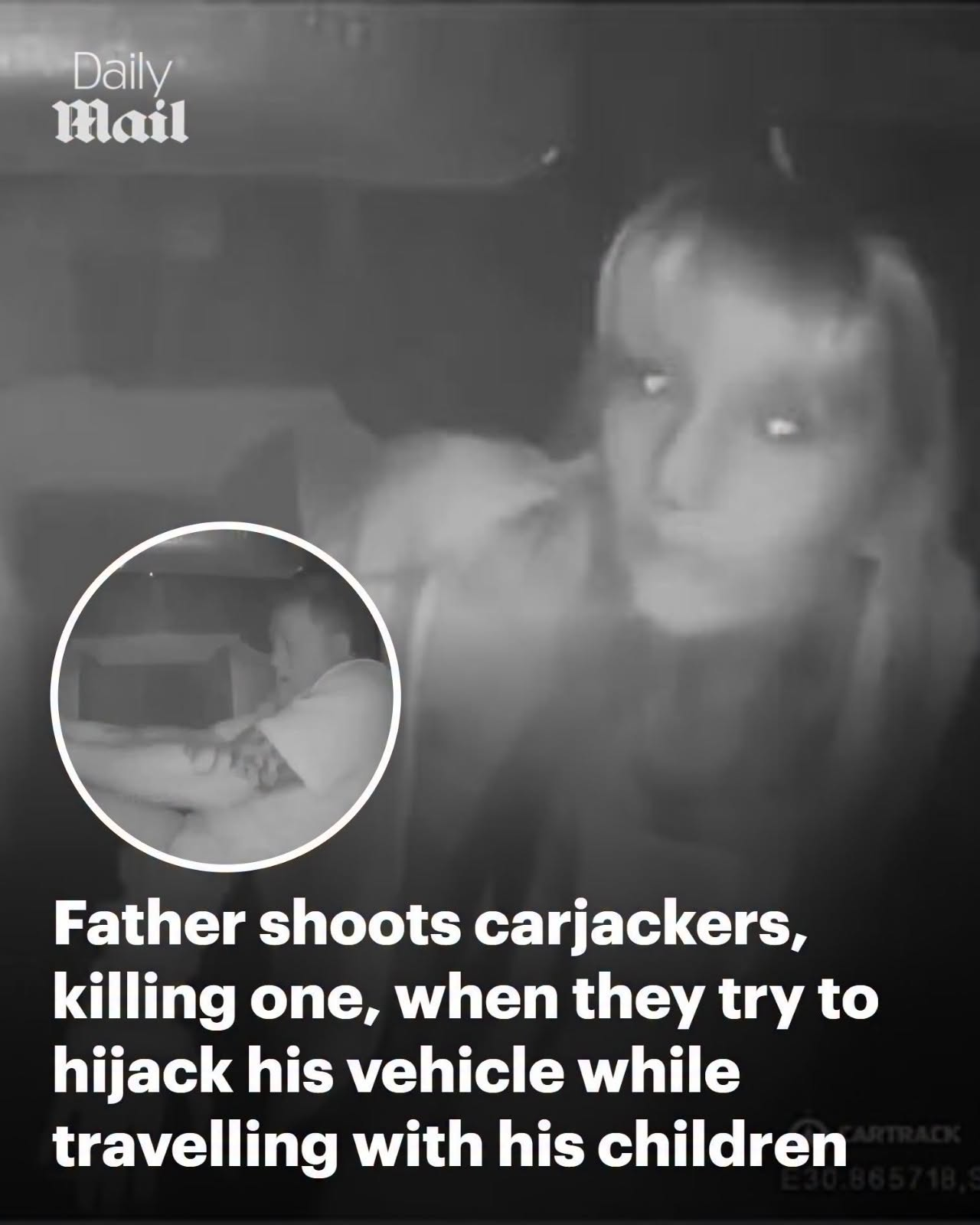 Father shoots carjackers, killing one, when they try to hijack his vehicle while travelling with his children in South Africa